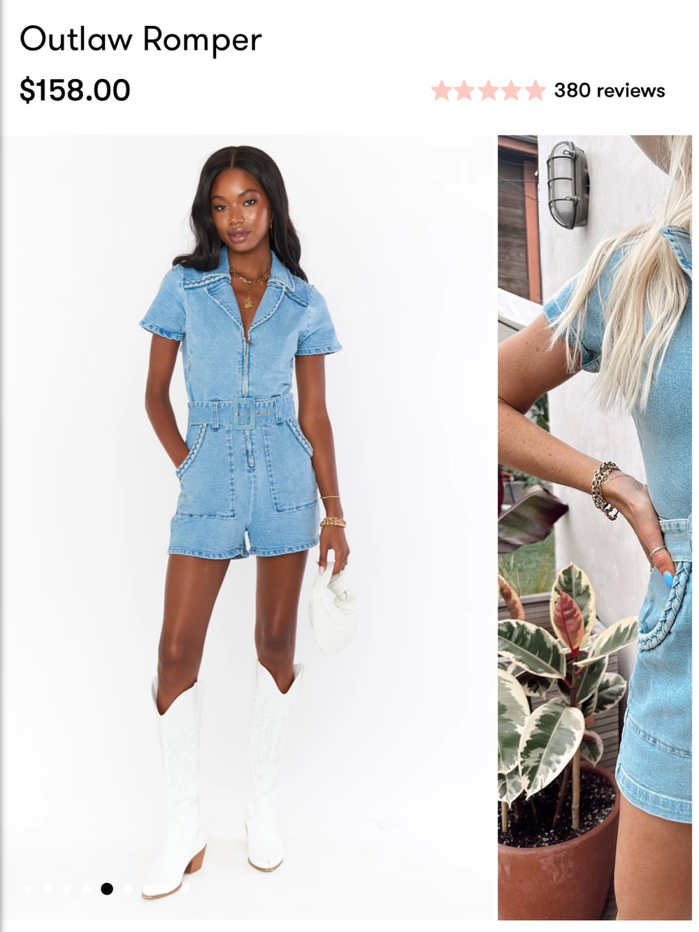 Show Me Your Mumu Outlaw Romper Light Tide Size Small denim western revolve - Picture 4 of 11